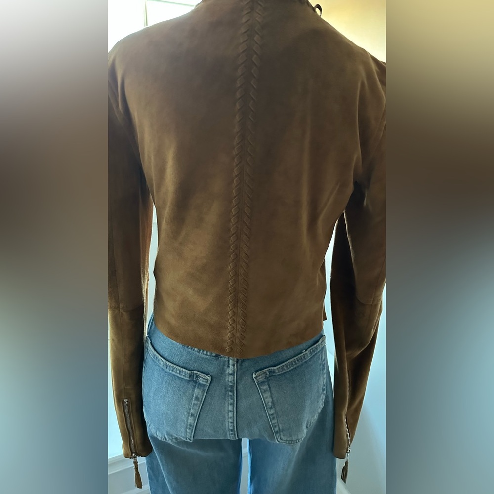 PAIGE Tobacco Color Suede Moto Jacket - Picture 9 of 16